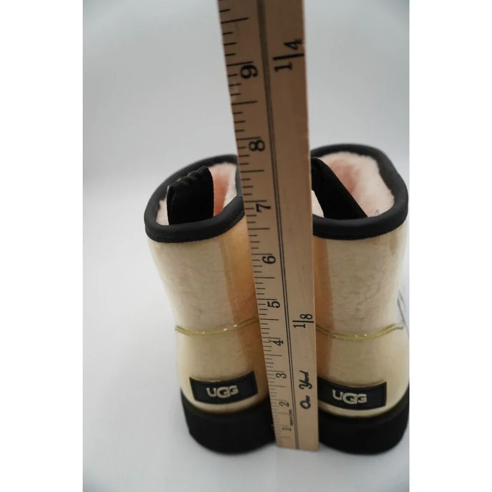 UGG CLASSIC CLEAR MINI NATURAL/BLACK WATERPROOF BOOT US 8/ EU 39 /UK 6 Shearling